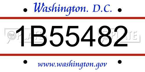 1B55482 District Of Columbia License Plate