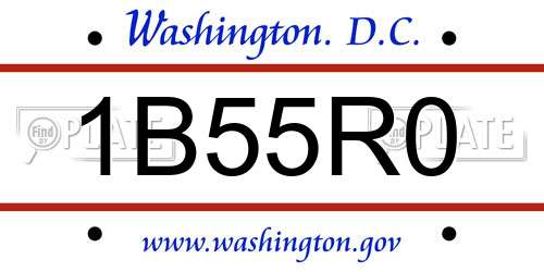 1B55R0 District Of Columbia License Plate