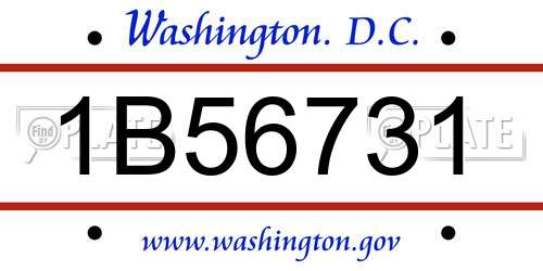 1B56731 District Of Columbia License Plate