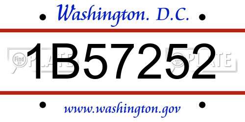 1B57252 District Of Columbia License Plate