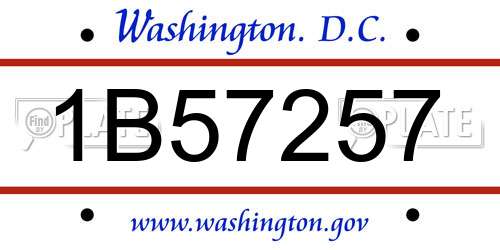 1B57257 District Of Columbia License Plate