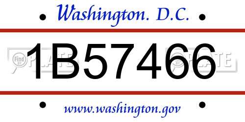 1B57466 District Of Columbia License Plate