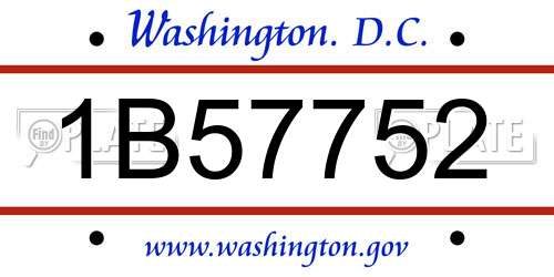 1B57752 District Of Columbia License Plate