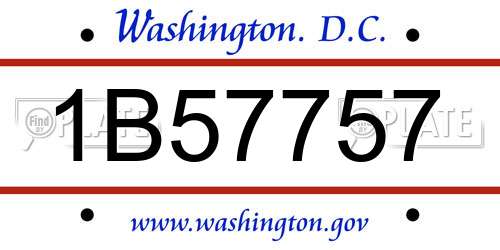1B57757 District Of Columbia License Plate