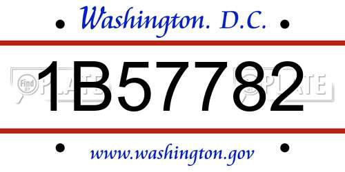 1B57782 District Of Columbia License Plate
