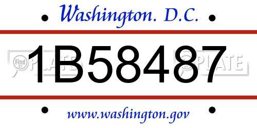 1B58487 District Of Columbia License Plate