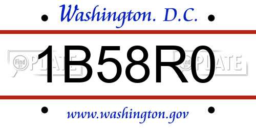 1B58R0 District Of Columbia License Plate