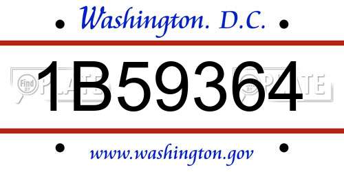 1B59364 District Of Columbia License Plate