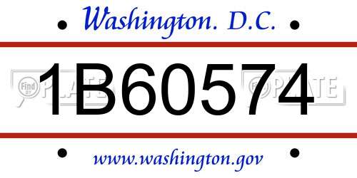 1B60574 District Of Columbia License Plate