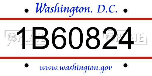 1B60824 District Of Columbia License Plate