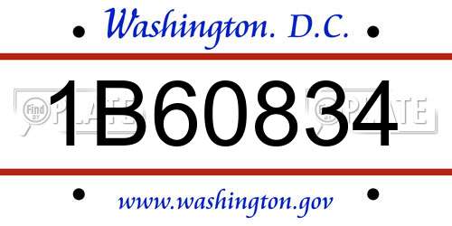 1B60834 District Of Columbia License Plate