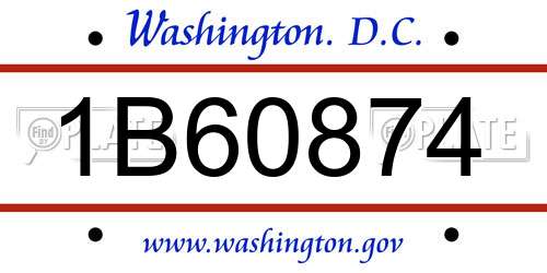 1B60874 District Of Columbia License Plate