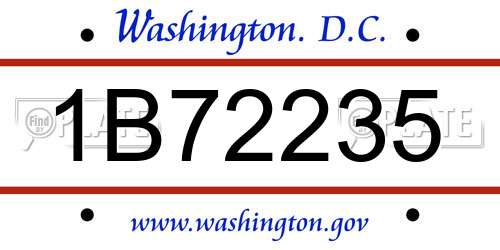 1B72235 District Of Columbia License Plate
