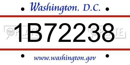 1B72238 District Of Columbia License Plate