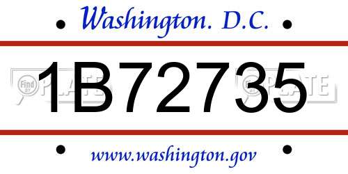 1B72735 District Of Columbia License Plate