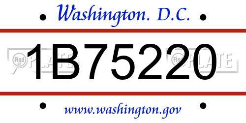 1B75220 District Of Columbia License Plate
