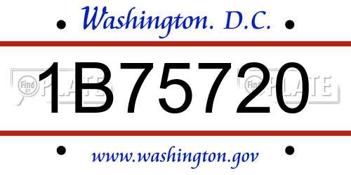 1B75720 District Of Columbia License Plate