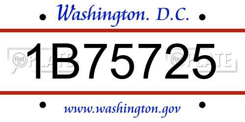 1B75725 District Of Columbia License Plate