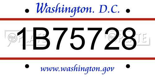 1B75728 District Of Columbia License Plate