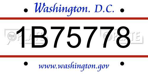 1B75778 District Of Columbia License Plate
