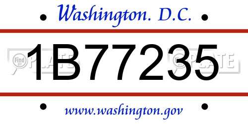 1B77235 District Of Columbia License Plate
