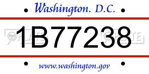1B77238 District Of Columbia License Plate