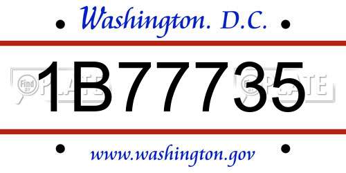 1B77735 District Of Columbia License Plate
