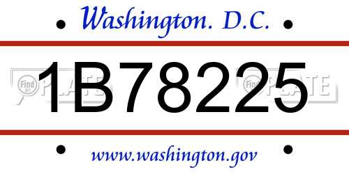 1B78225 District Of Columbia License Plate
