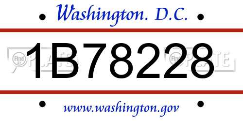 1B78228 District Of Columbia License Plate