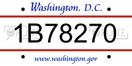 1B78270 District Of Columbia License Plate