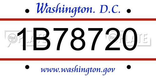 1B78720 District Of Columbia License Plate