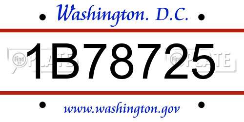 1B78725 District Of Columbia License Plate