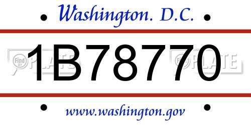 1B78770 District Of Columbia License Plate