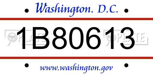 1B80613 District Of Columbia License Plate