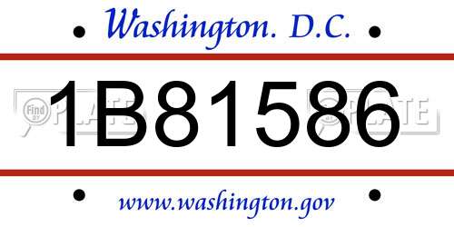 1B81586 District Of Columbia License Plate