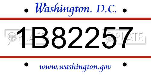 1B82257 District Of Columbia License Plate