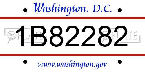 1B82282 District Of Columbia License Plate