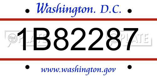 1B82287 District Of Columbia License Plate