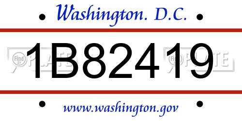 1B82419 District Of Columbia License Plate