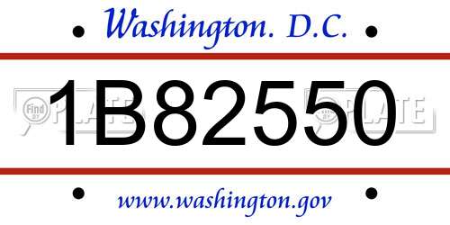 1B82550 District Of Columbia License Plate