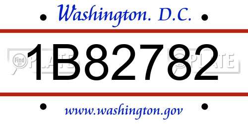 1B82782 District Of Columbia License Plate