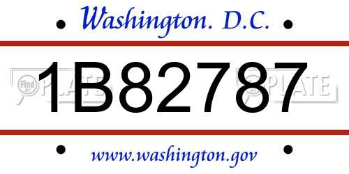1B82787 District Of Columbia License Plate