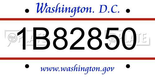1B82850 District Of Columbia License Plate