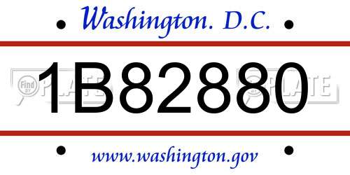 1B82880 District Of Columbia License Plate