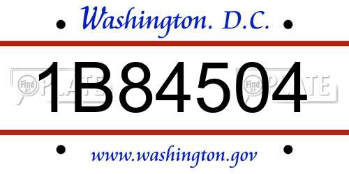 1B84504 District Of Columbia License Plate