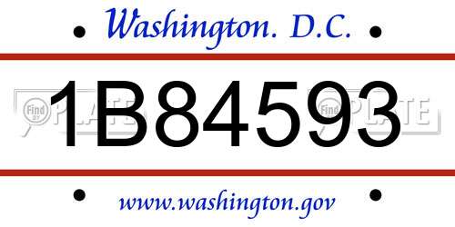 1B84593 District Of Columbia License Plate