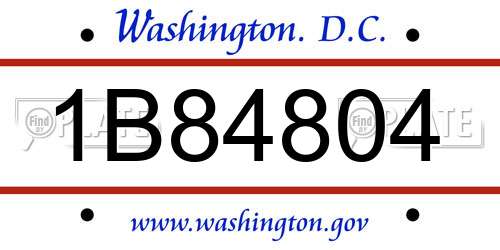 1B84804 District Of Columbia License Plate