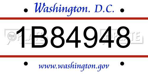 1B84948 District Of Columbia License Plate