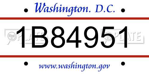 1B84951 District Of Columbia License Plate