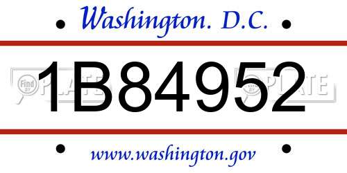 1B84952 District Of Columbia License Plate